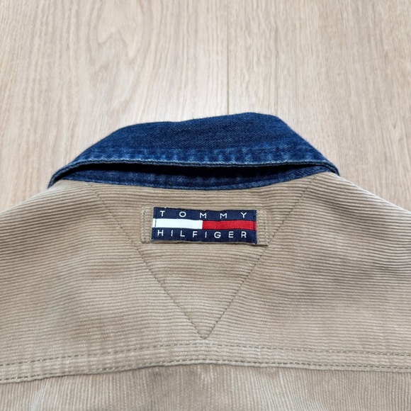 Vintage Tommy Hilfiger Corduroy Denim Collar Buttonup Shirt Mens Small Tan - Picture 3 of 11